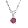 Ruby Red Round Solitaire Pendant Necklace – 925 Sterling Silver