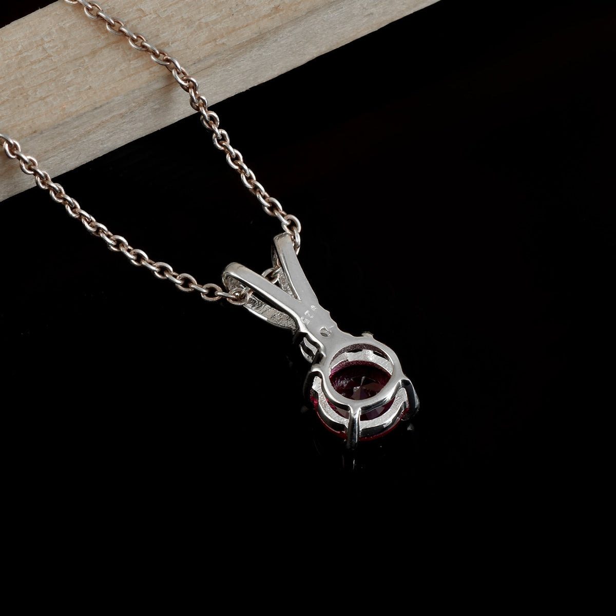 Ruby Red Round Solitaire Pendant Necklace – 925 Sterling Silver