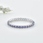 3.30 Carat Round Amethyst Eternity Band Ring 925 Sterling Silver