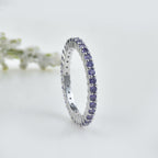 3.30 Carat Round Amethyst Eternity Band Ring 925 Sterling Silver