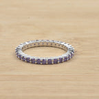 3.30 Carat Round Amethyst Eternity Band Ring 925 Sterling Silver