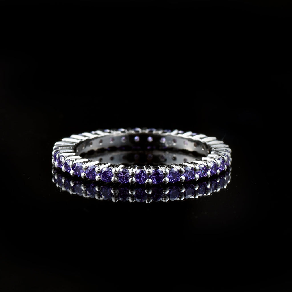 3.30 Carat Round Amethyst Eternity Band Ring 925 Sterling Silver