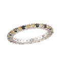 0.90 Ct Round Black Spinel & Citrine Eternity Band Ring 925 Sterling Silver