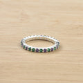 0.90 Ct Round Emerald & Amethyst Eternity Band Ring 925 Sterling Silver