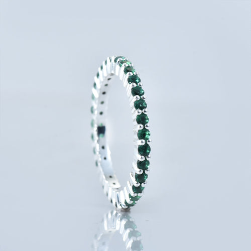 0.90 Ct Round Emerald Eternity Band Ring 925 Sterling Silver