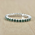 0.90 Ct Round Emerald Eternity Band Ring 925 Sterling Silver