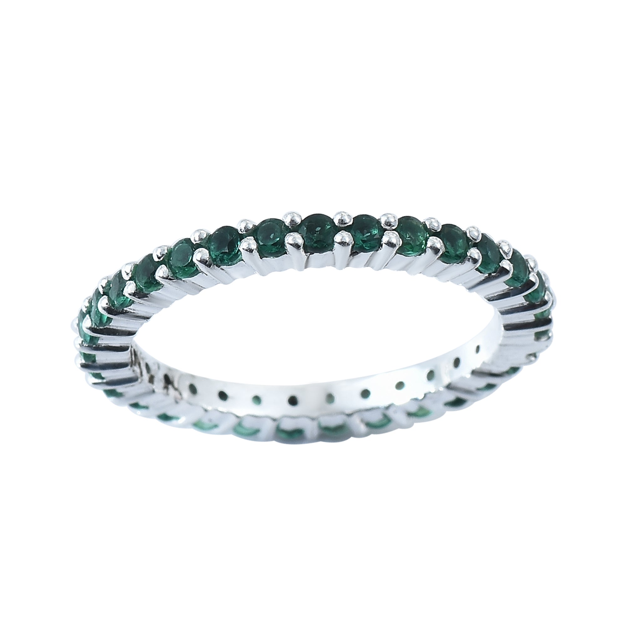 0.90 Ct Round Emerald Eternity Band Ring 925 Sterling Silver