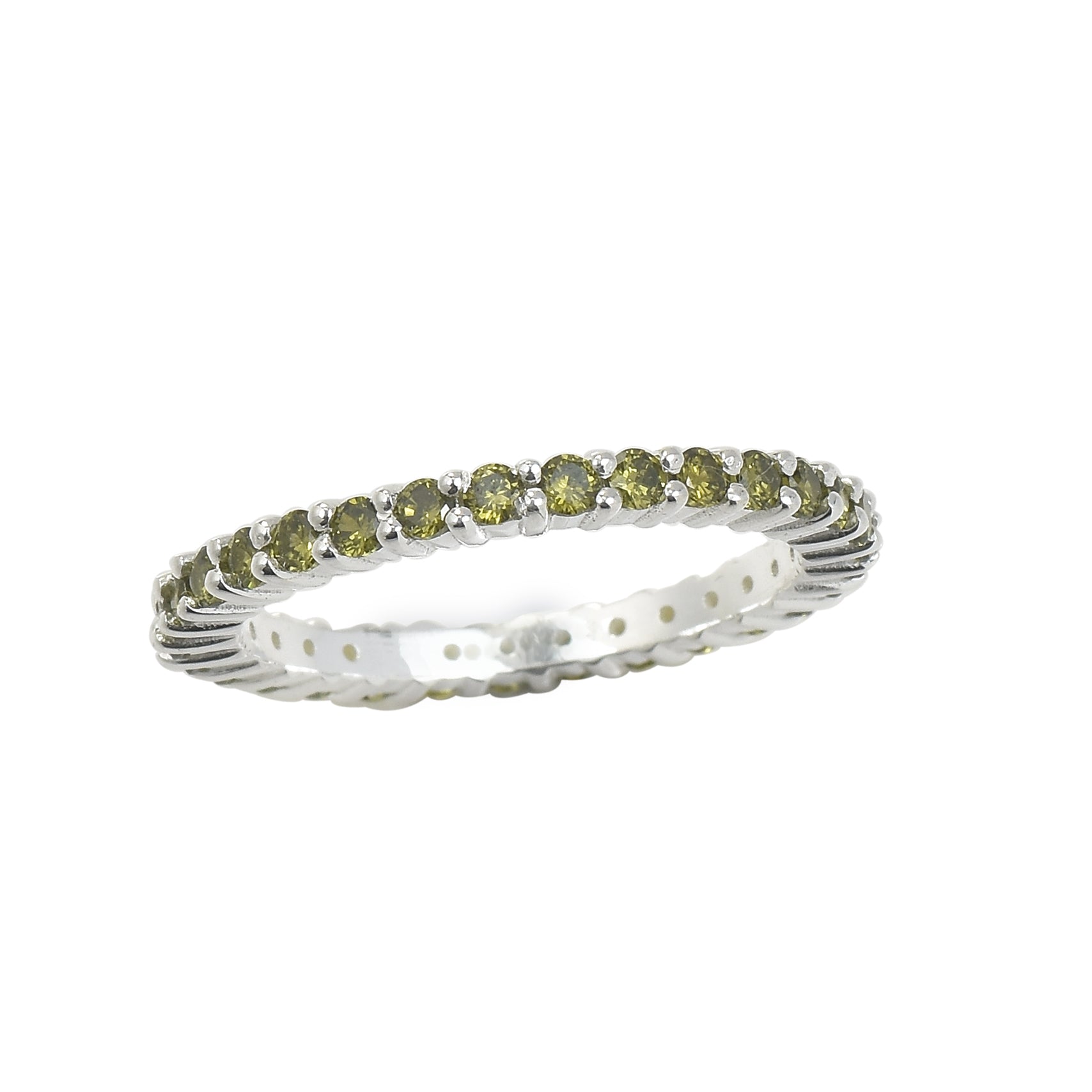 0.90 Ct Round Peridot Eternity Ring 925 Sterling Silver