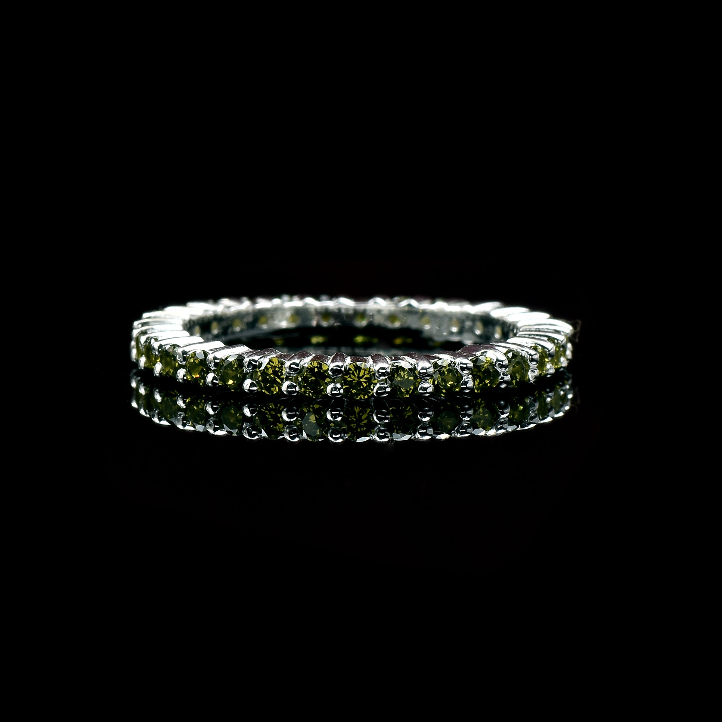 0.90 Ct Round Peridot Eternity Ring 925 Sterling Silver