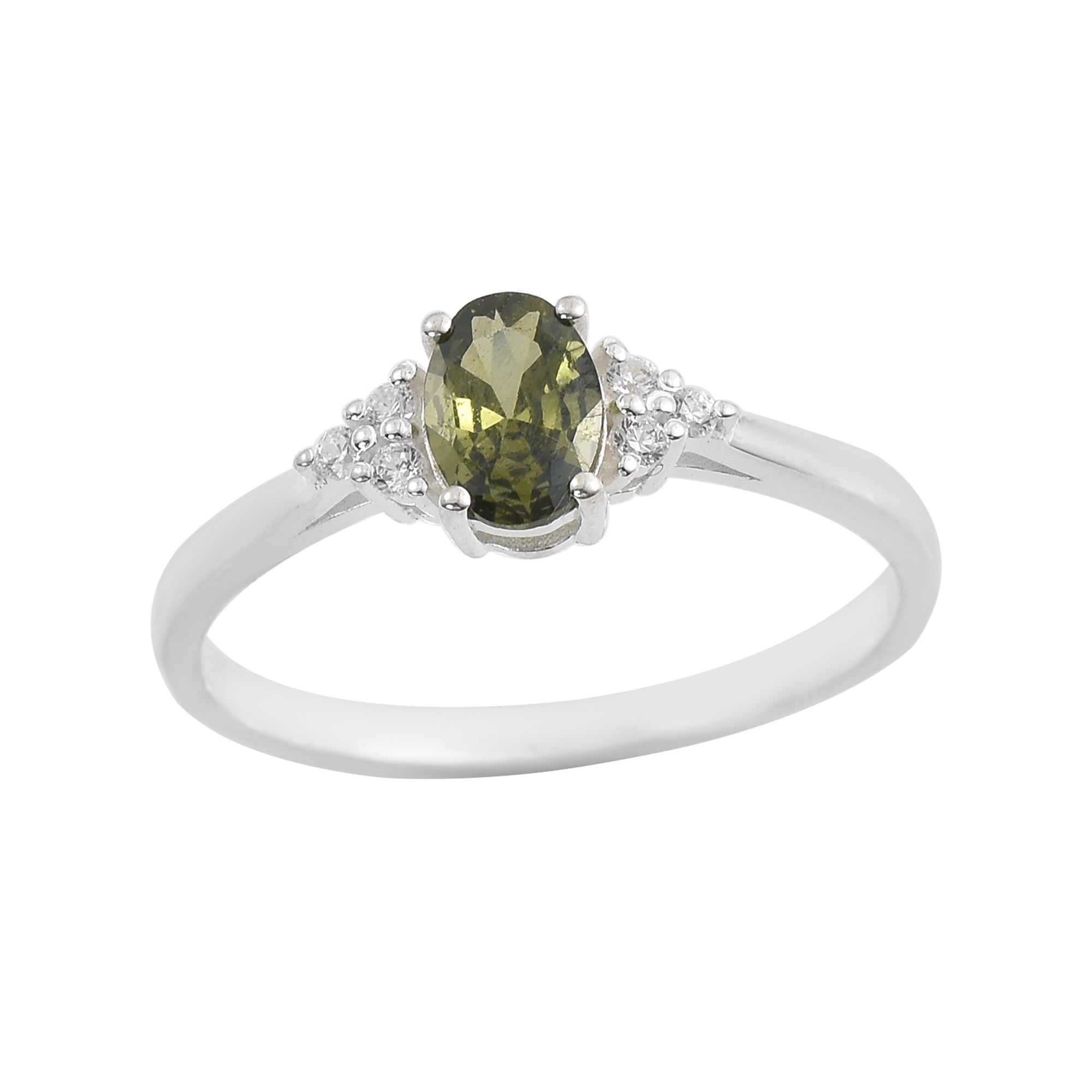 1.00 Ct Oval Shape Peridot Solitaire Ring 925 Sterling Silver