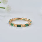 0.18 Ct Baguette Emerald Eternity Ring 925 Sterling Silver Yellow Plated