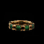 0.18 Ct Baguette Emerald Eternity Ring 925 Sterling Silver Yellow Plated