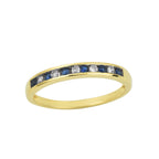 0.03 Ct Round Blue Sapphire Eternity Band Ring 925 Sterling Silver Yellow Plated