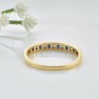 0.03 Ct Round Blue Sapphire Eternity Band Ring 925 Sterling Silver Yellow Plated