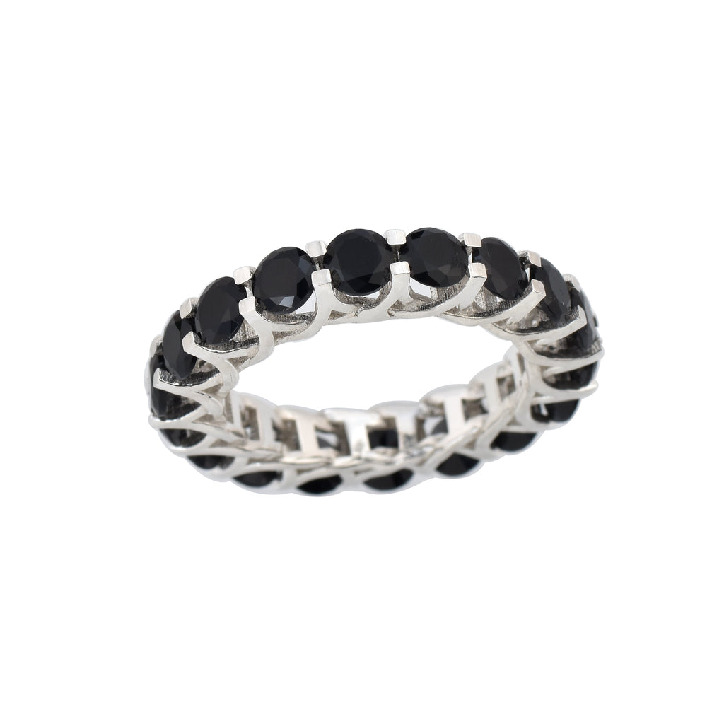 4.5 Ct Round Cut Black Spinel Eternity Band Ring 925 Sterling Silver