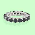 4.5 Ct Round Cut Black Spinel Eternity Band Ring 925 Sterling Silver