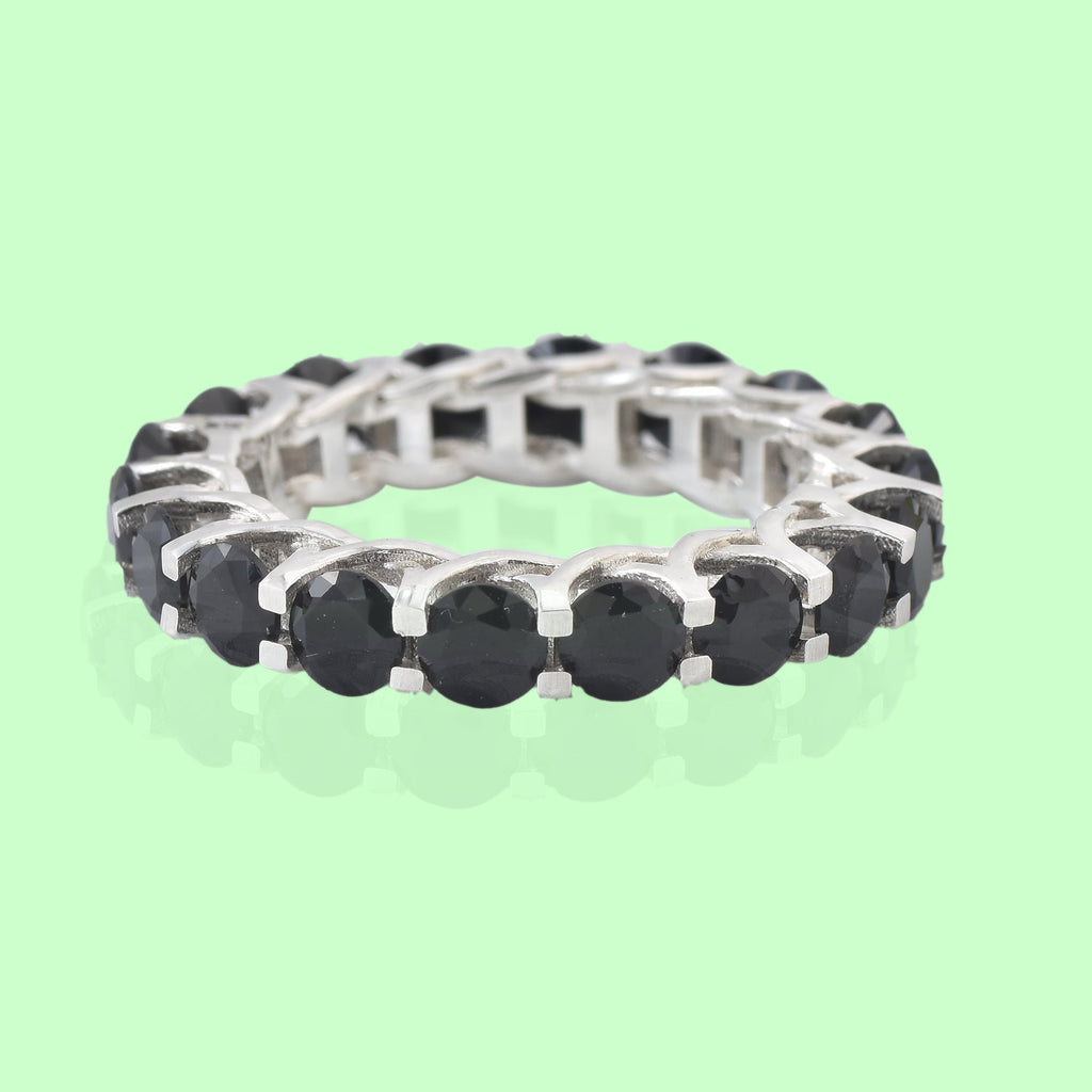 5.00 Ct Round Black Spinel Eternity Ring 925 Sterling Silver