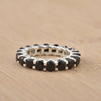 5.00 Ct Round Black Spinel Eternity Ring 925 Sterling Silver
