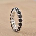 5.00 Ct Round Black Spinel Eternity Ring 925 Sterling Silver