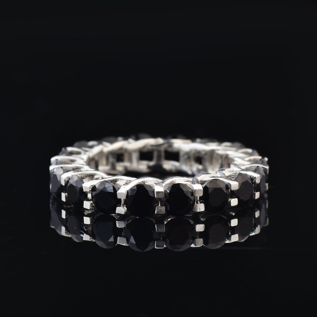 4.5 Ct Round Cut Black Spinel Eternity Band Ring 925 Sterling Silver