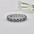 4.5 Carat Round Cut London Blue Topaz Eternity Band Ring 925 Sterling Silver