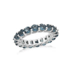 4.5 Carat Round Cut London Blue Topaz Eternity Band Ring 925 Sterling Silver
