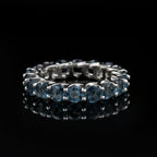 4.5 Carat Round Cut London Blue Topaz Eternity Band Ring 925 Sterling Silver