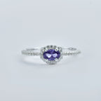 0.50 Ct Oval Shape Amethyst Halo Ring 925 Sterling Silver
