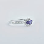 0.50 Ct Oval Shape Amethyst Halo Ring 925 Sterling Silver