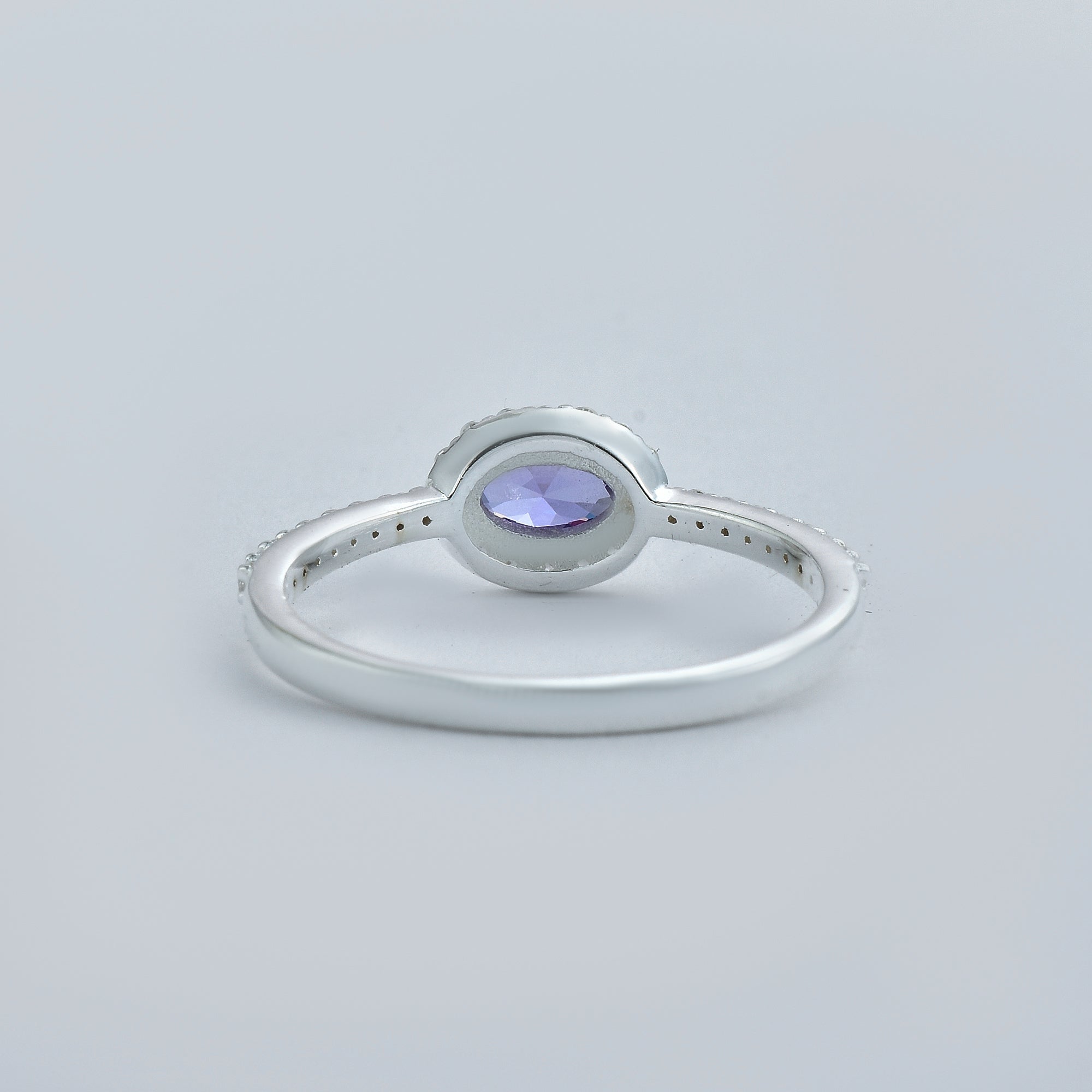 0.50 Ct Oval Shape Amethyst Halo Ring 925 Sterling Silver