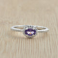 0.50 Ct Oval Amethyst Halo Ring 925 Sterling Silver