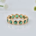 3.5 Ct Round Emerald Bezel Eternity Ring 925 Sterling Silver Yellow Plated