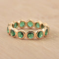 3.5 Ct Round Emerald Bezel Eternity Ring 925 Sterling Silver Yellow Plated