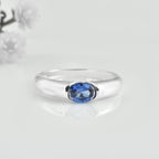 1.00 Ct Oval Tanzanite Bezel Solitaire Ring 925 Sterling Silver