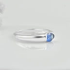1.00 Ct Oval Tanzanite Bezel Solitaire Ring 925 Sterling Silver