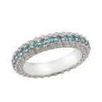 1.80 Ct Round London Blue Topaz Eternity Band Ring 925 Sterling Silver