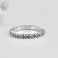 0.63 Ct Round Amethyst Eternity Band Ring 925 Sterling Silver