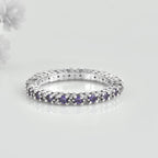 0.63 Ct Round Amethyst Eternity Band Ring 925 Sterling Silver