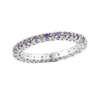0.63 Ct Round Amethyst Eternity Band Ring 925 Sterling Silver