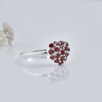 0.54 Ct Round Garnet Heart Cluster Ring 925 Sterling Silver