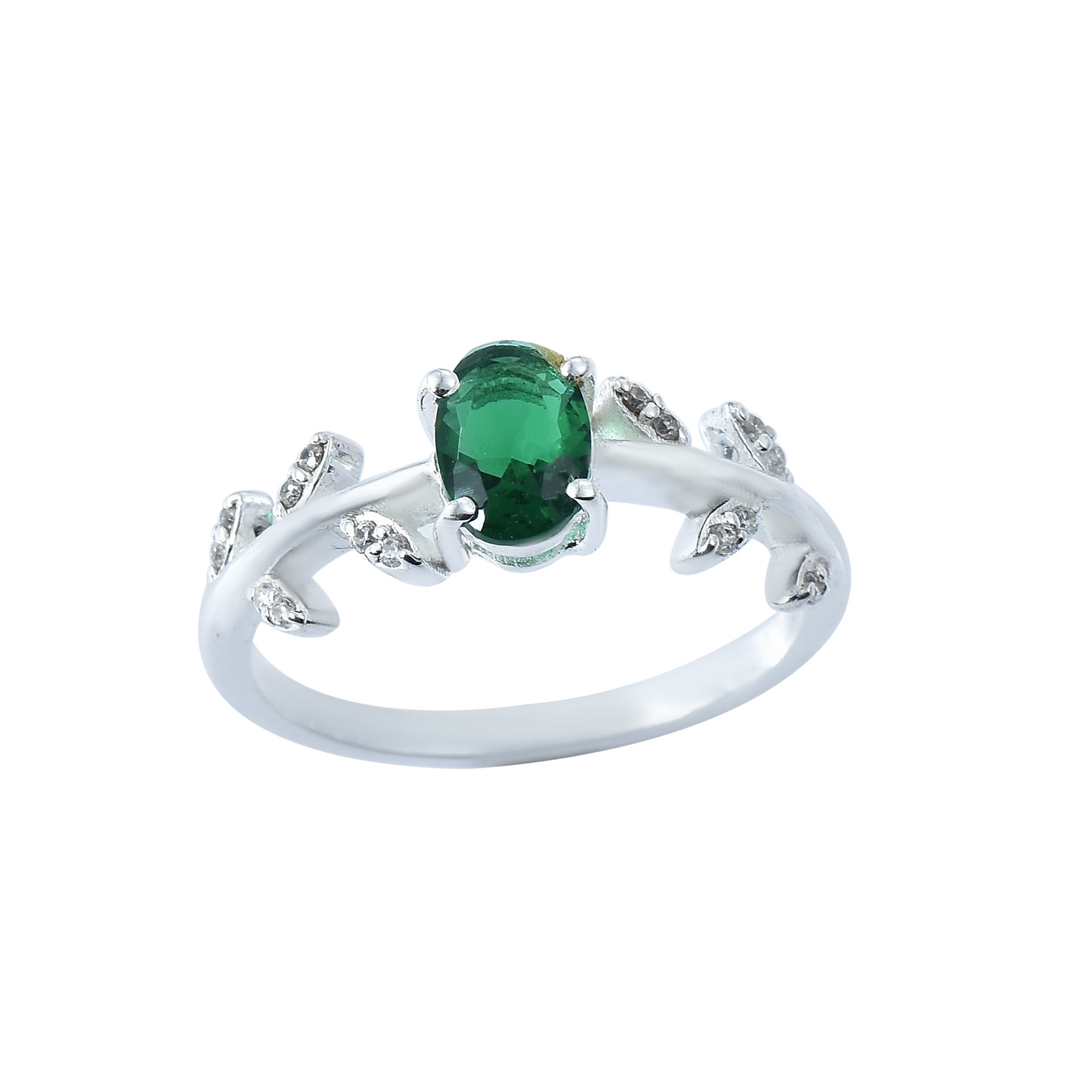 1.00 Ct Oval Emerald Nature-Inspired Vintage Vine Ring 925 Sterling Silver