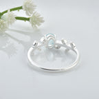 1.00 Ct Oval Swiss Blue Topaz Nature-Inspired Vintage Vine Ring 925 Sterling Silver