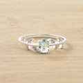 1.00 Ct Oval Swiss Blue Topaz Nature-Inspired Vintage Vine Ring 925 Sterling Silver