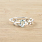 1.00 Ct Oval Swiss Blue Topaz Nature-Inspired Vintage Vine Ring 925 Sterling Silver