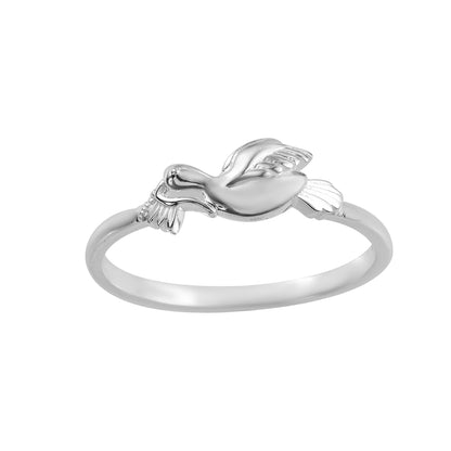Dove with Olive Branch Ring – 925 Sterling Silver