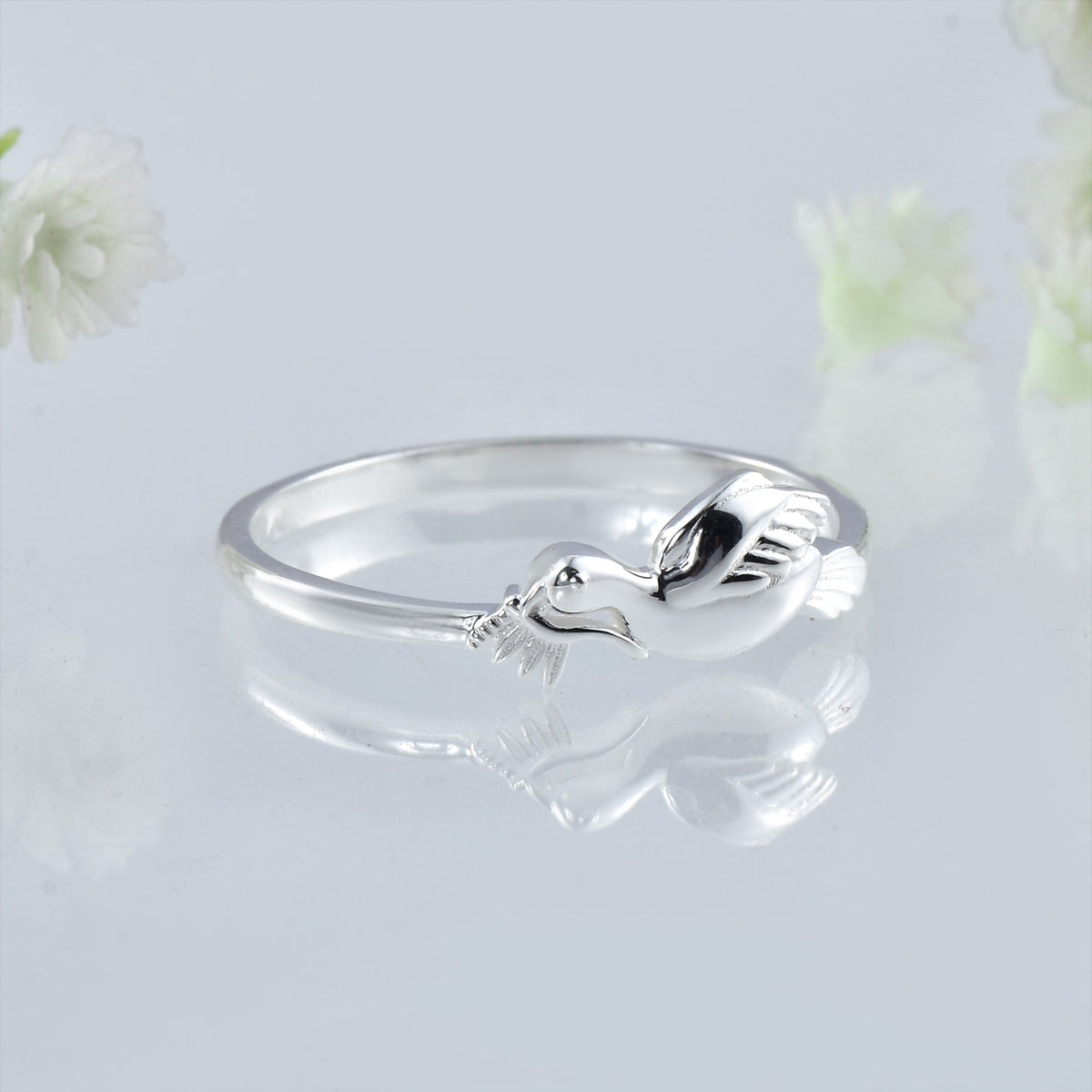 Dove with Olive Branch Ring – 925 Sterling Silver
