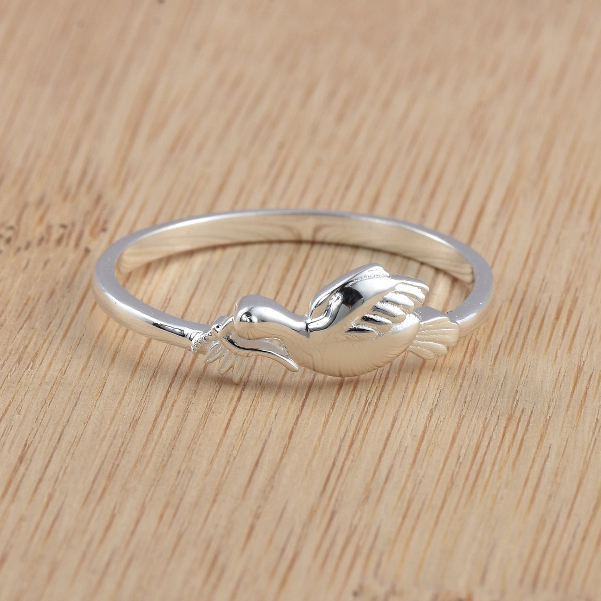 Dove with Olive Branch Ring – 925 Sterling Silver