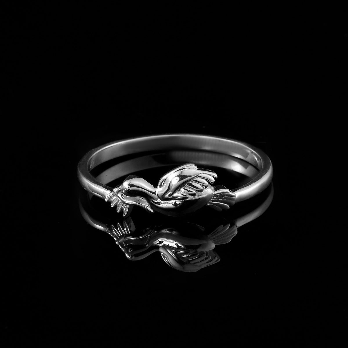 Dove with Olive Branch Ring – 925 Sterling Silver