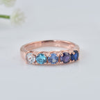 1.25 Ct Round Multi-Stone Gemstone Ring 925 Sterling Silver Rose Plated