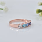 1.25 Ct Round Multi-Stone Gemstone Ring 925 Sterling Silver Rose Plated